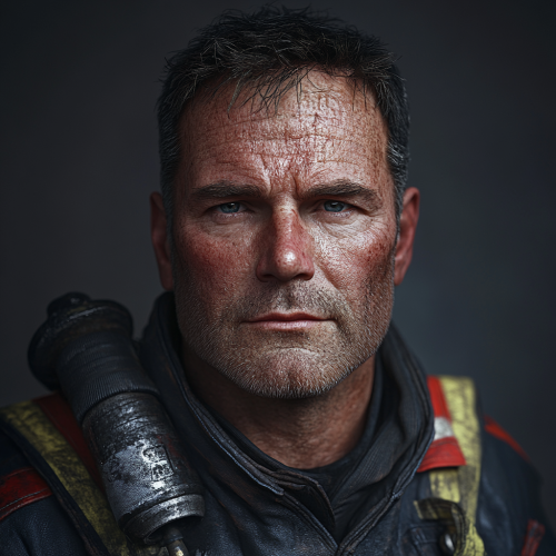 John, 45-year-old firefighter in realistic photo