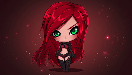 Katarina da League of Legends nell'aspetto chibi