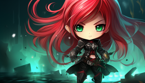 Katarina from League of Legends in anime style.