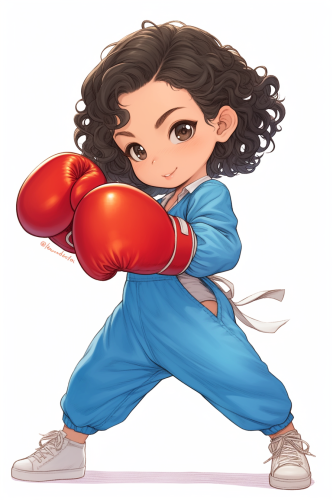 Kawaii Girl in Boxing Gloves, Elegant and Strong