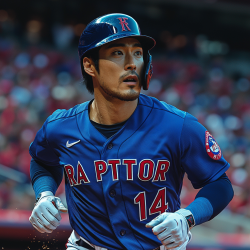 Kim Chi-Hyun racing to first base under lights