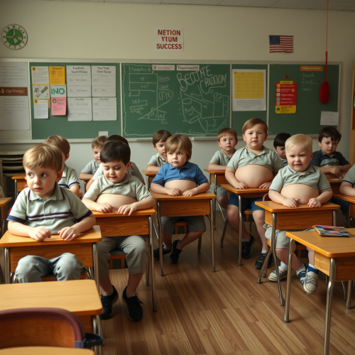 Kindergarten Boys Magically Growing Fat in Classroom