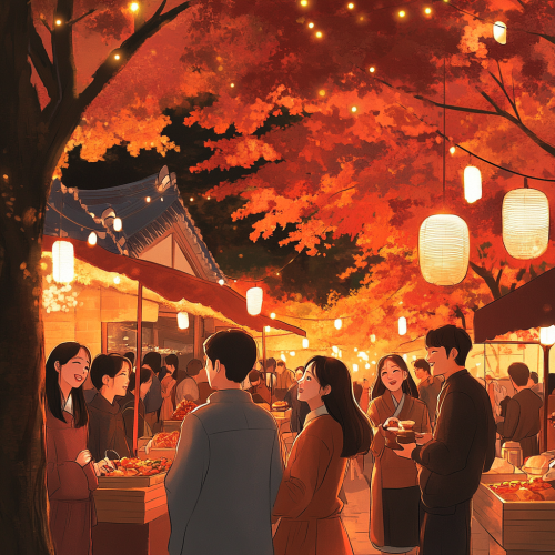 Korean Artist Showcases Vibrant Autumn Festival Scene