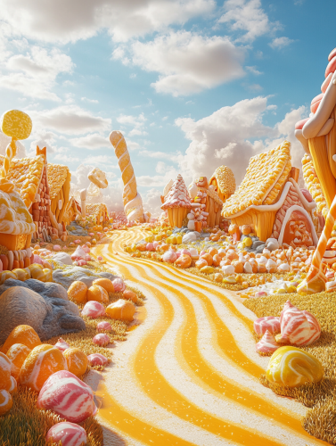 Land of Cute Sweets in Yellow 3D World