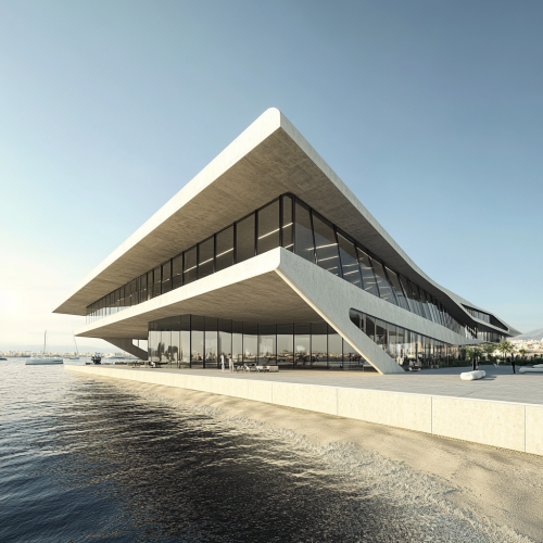 Large geometric sailing club with open spaces for socializing. Large geometric sailing club with open spaces for socializing.