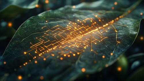 Leaf's Nanotech Patterns: Nature and Tech Fusion