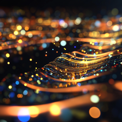 Light particles creating shapes in fluid movement