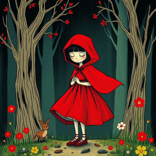 Little Red Riding Hood in Tim Burton style