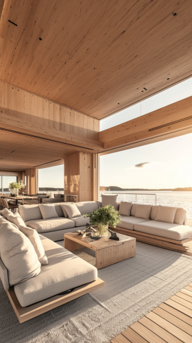 Living room with modern Italian furniture and art pieces.