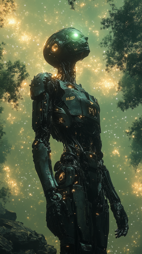 Lonely Necron Warrior under Starry Sky: A Reflection