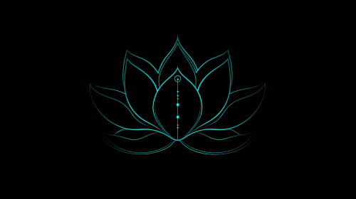 Lotus flower with teal circuit line design