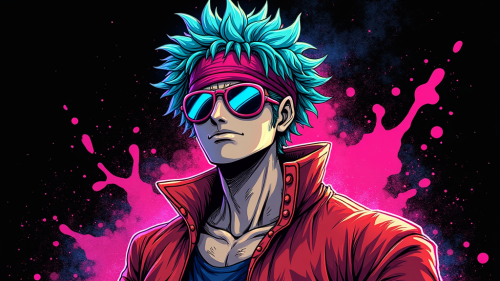 Luffy's 5th Gear with Neon Colors and Paint Splatters