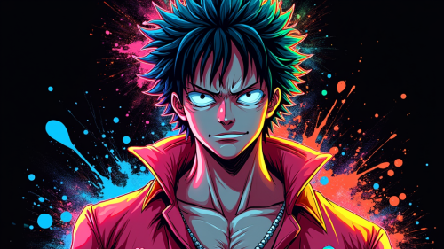 Luffy's Neon Gear 5 on Black Background Luffy's Neon Gear 5 on Black Background