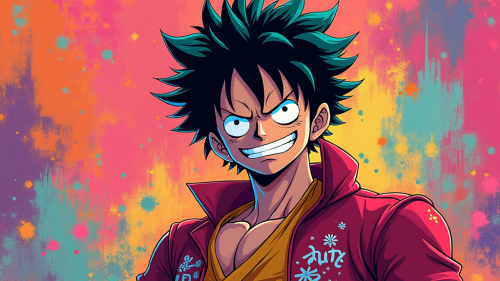 Luffy's Vivid Neon Gear 5 in Disney Style