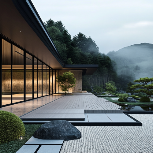 Luxurious Japanese mansion set on serene hillside