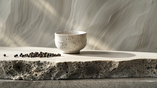 Luxurious Kampot black peppercorn still-life composition