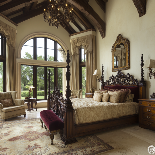 Luxurious Mediterranean-style bedroom with elegant details