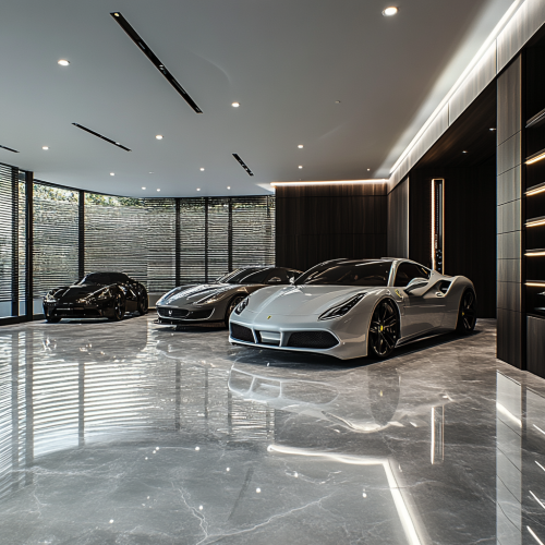 Luxurious Mediterranean-style mansion garage with modern design