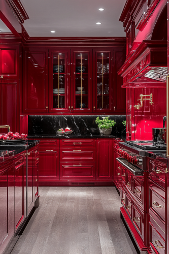 Luxurious Red Kitchen with Elegant Design