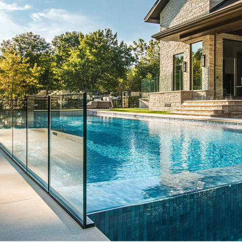 Luxurious and transparent swimming pool details website banner
