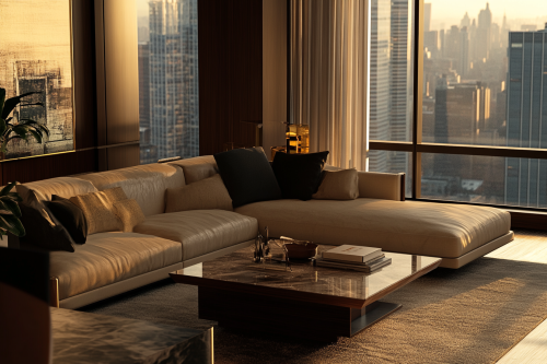 Luxurious apartment with chic decor and city view
