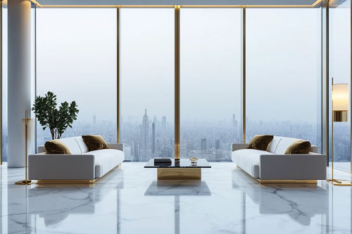 Luxurious apartment with stylish decor and city view