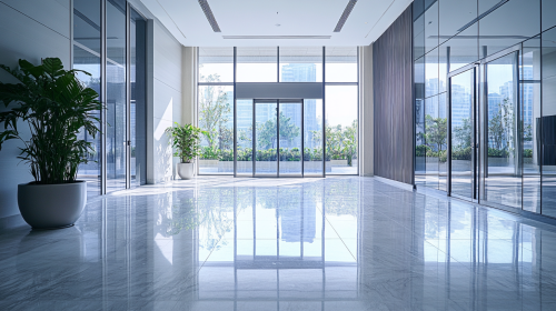 Luxurious modern building with elegant indoor public spaces