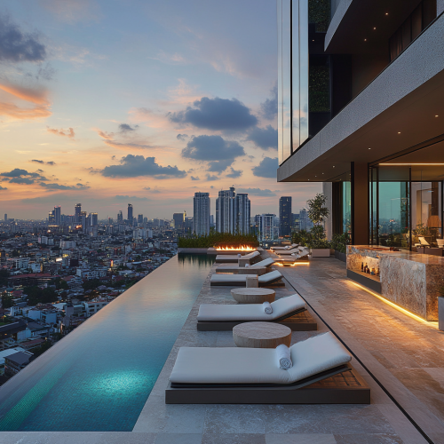 Luxurious rooftop retreat with infinity pool and city views