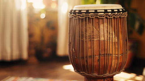 Luxuriöse Conga aus glänzendem Holz - Detailreiches Studiofoto