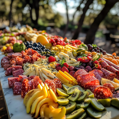 Luxury Outdoor Fruit Charcuterie Board on Marble Surface
