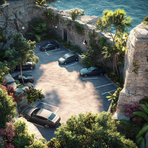 Luxury cars parked in school parking lot