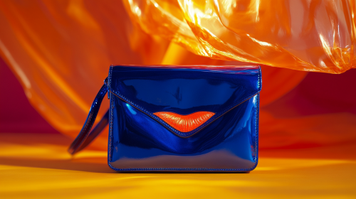 Luxury high-end purse with orange lip stain