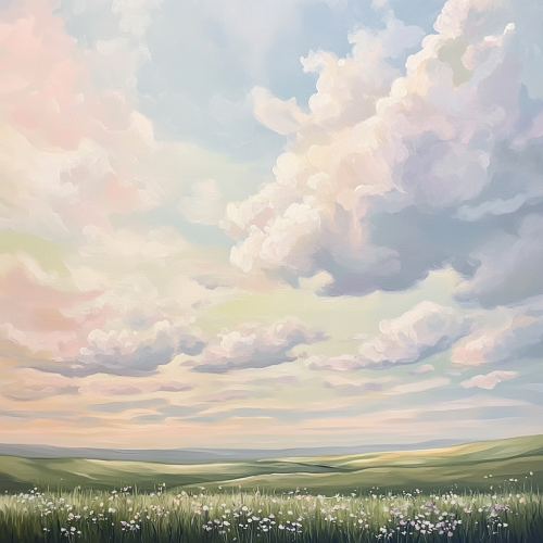 Magical Field at Dusk in Ghibli Style Magical Field at Dusk in Ghibli Style