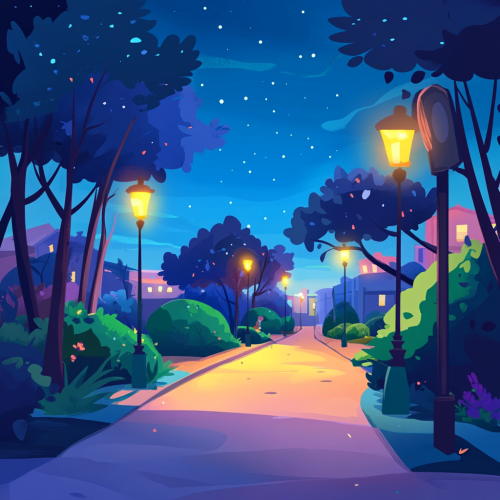 Magical Night Stroll Down Enchanted Commuting Path