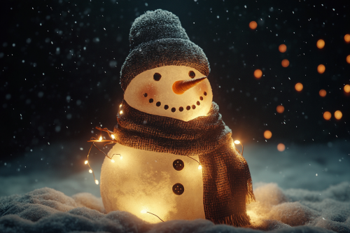 Magical Snowman in twinkling night - Winter Wonderland