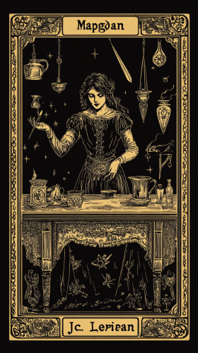 Magician card with magical tools, rich textures, symbols. Magician card with magical tools, rich textures, symbols.