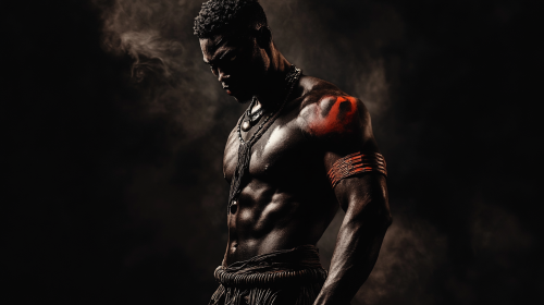 Majestic African Warrior in Cinematic Mythological Image