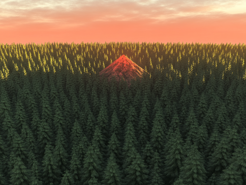 Majestic Mountain Peak in Enchanted Forest