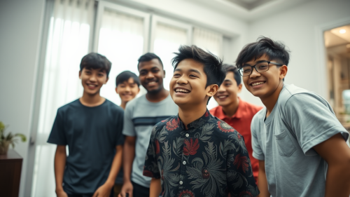 Malay Teenagers Having Fun in Singapore House