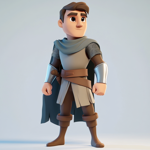 Male scout in medieval outfit standing in T-pose.