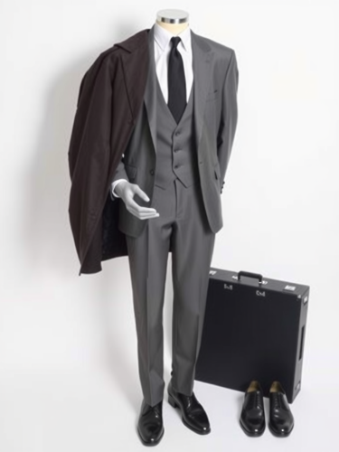 Mannequin Modeling Chauffeur's Formal Grey Suit