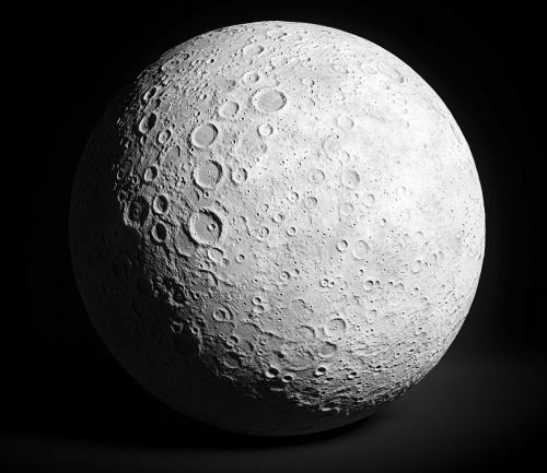 Marble Moon Statue Against Black Background