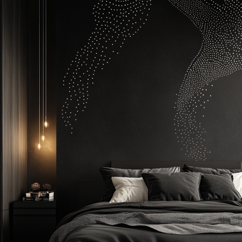 Masculine Aboriginal-inspired dot pattern on black