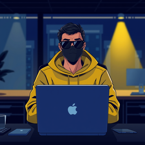 Minimalist Anime Businessman Working Late Night