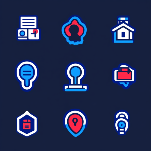 Minimalist highlight icons on Instagram in blue, white, red.