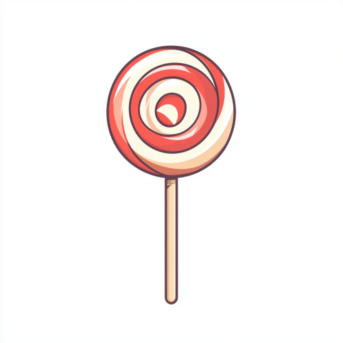 Minimalistic cartoon Christmas lolly in muted colors on white.