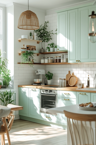 Mint Freshness Kitchen with Plant Accents 