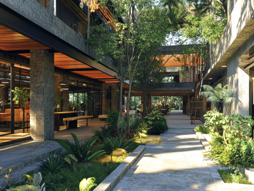 Modern Balinese Mall with Luxury Restaurant Entrance