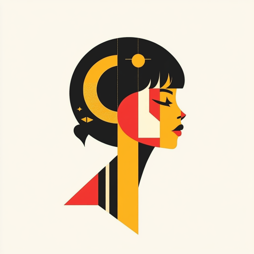 Modern Minimalistic Virgo Zodiac Art in Geometric Style