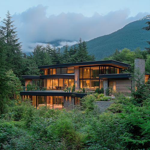 Modern North Vancouver Real Estate Property at Dusk